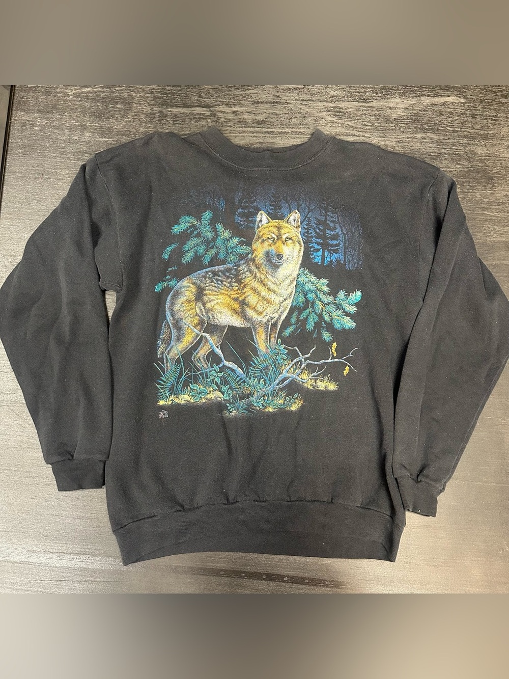 Vintage 90s Cotton Grove Wolf Nature Crewneck sweatshirt Large